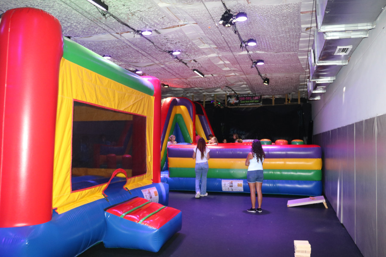 Lane view inside the bounce house at All Star Party World