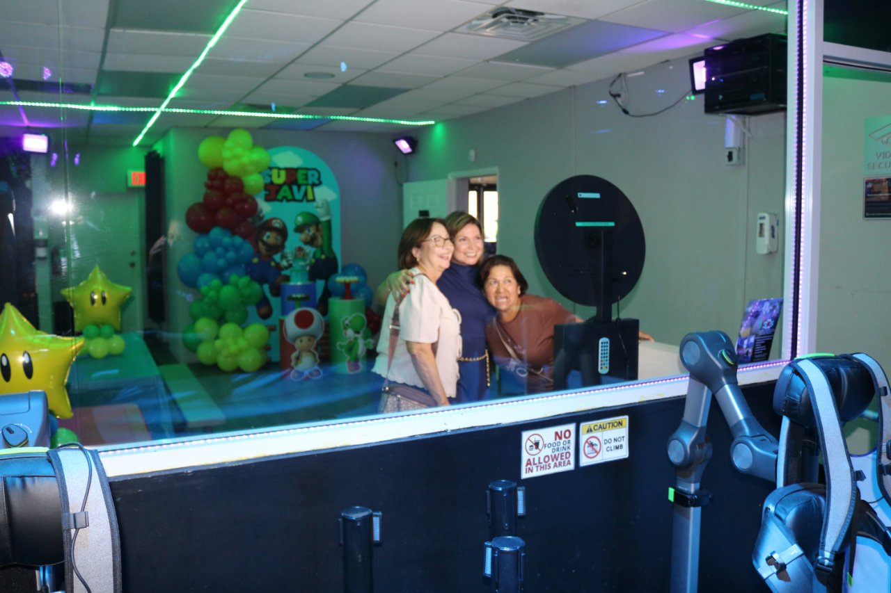 Party room guests at the photo booth at All Star Party World
