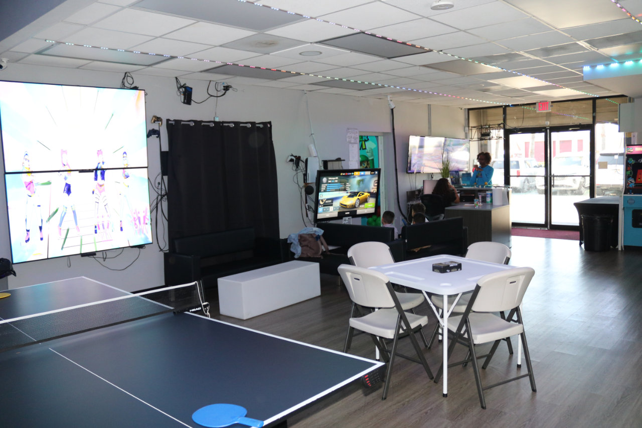 Ping pong tables in the game room at All Star Party World